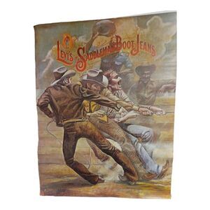 VINTAGE LEVI'S SADDLEMAN BOOT JEANS POSTER ". 1970s.